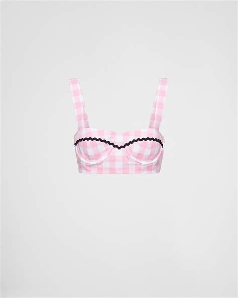 prada bralette|Pink/black Gingham Check Bralette Top .